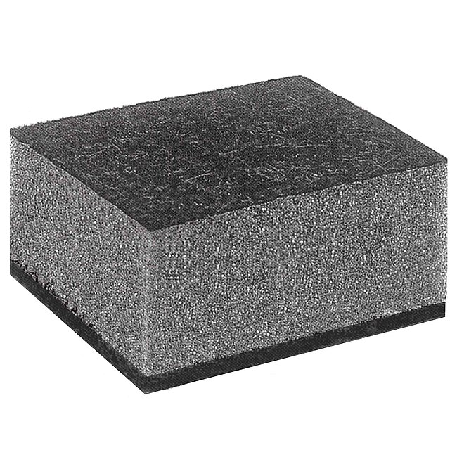 a piece of grey non-napped noise protection mat with PU-film and bitumen felt, isolated on white background